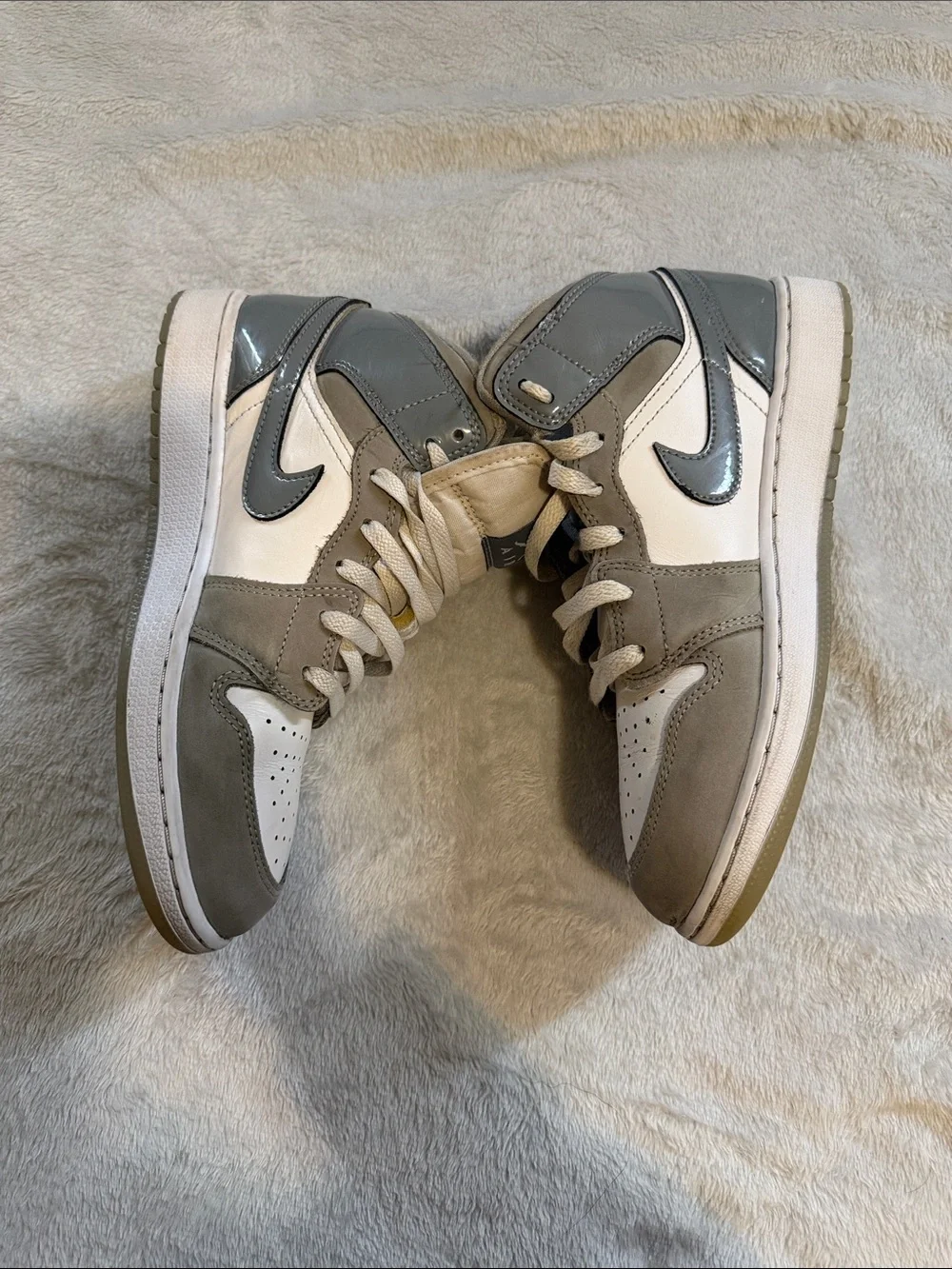 Youth Nike Air Jordan Mid-Top Sneakers - gray and white